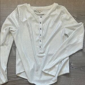 Pilcro Shimmering White Button Down Shirt